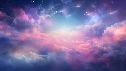 Obraz premium Celestial Blend: Pink, Blue, and Teal Hues with a Dreamy Glow and Subtle Sparkles