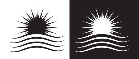 Sun Rise Vector. Sun Rise and see icon. Vector illustration.