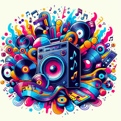 abstract music background with speakers