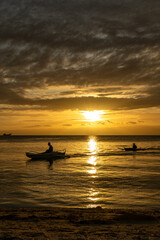 Fototapeta premium boat at sunset