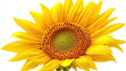 Vibrant yellow sunflower isolated on white background.
