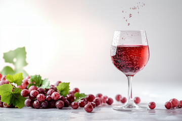 Red Wine Pouring into a Glass with Splashing Motion on White Background, Clipping Path Included