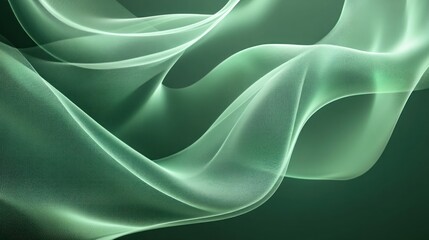 Obraz premium Abstract green wave, flowing fabric-like texture.
