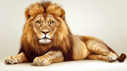 Obraz premium Majestic lion relaxing in serene environment animal portrait natural setting close up view