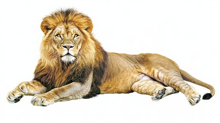 Obraz premium Majestic lion lazing in sunlight wildlife sanctuary animal portrait natural habitat close-up view