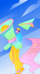 Notification announcement vector creative flat hand drawn illustration
