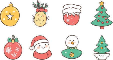 Fototapeta premium Set of hand drawn Christmas illustrations