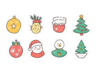 Fototapeta premium Set of hand drawn Christmas illustrations