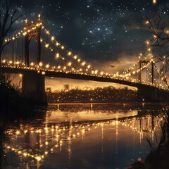 Fototapeta premium Golden elegance captures the iconic arch bridge.