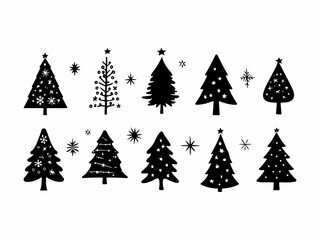 Obraz premium Christmas tree collection in flat design