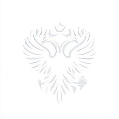 Obraz premium Double-headed eagle emblem, stylized design, white on white.