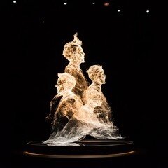 Fototapeta premium Fiery human figures in a dark space.