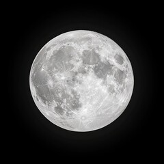 Fototapeta premium Full moon in space, detailed lunar surface craters and texture.