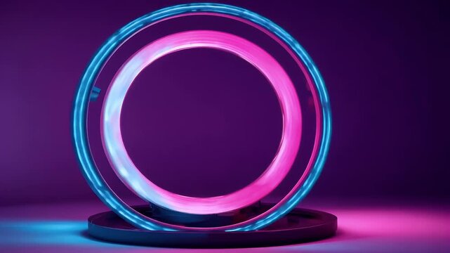 3D rendering of a neon ring light in a dark setting strong color contrast glowcreate a visually captivating and modern feel