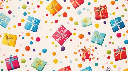 Colorful Gift Boxes and Dots for Celebration and Party Background