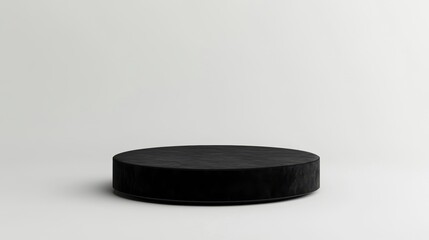 Minimalist Black Round Pedestal on White Background
