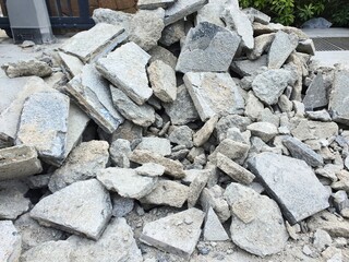 Broken path background. broken path of cracked Rubble ruin background