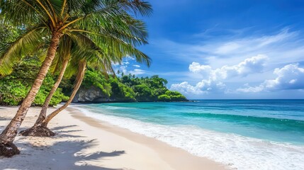 Obraz premium Travel image showing a stunning view of the white sandy beaches and turquoise waters