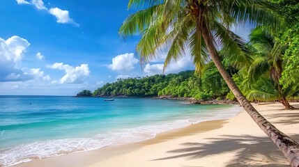 Fototapeta premium Travel image showing a stunning view of the white sandy beaches and turquoise waters