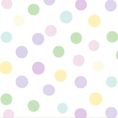 Pastel-colored polka dots on white background.