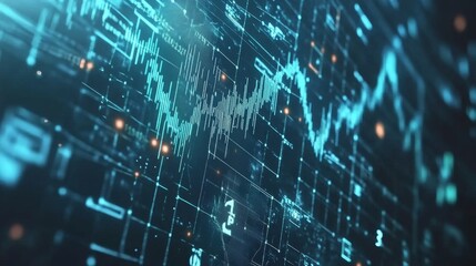 Obraz premium Analyzing data trends in financedynamic visualization digital environment futuristic viewpoint financial insights