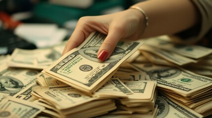 Cash handling techniques business office financial management professional environment close-up view money management strategies