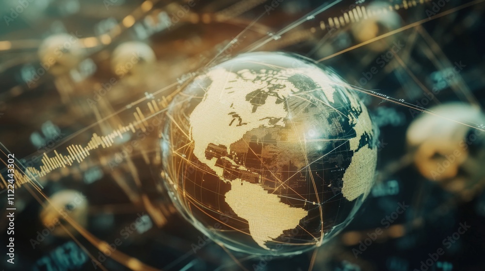 Poster global connectivity and data insights digital sphere infographic virtual environment high-tech viewp