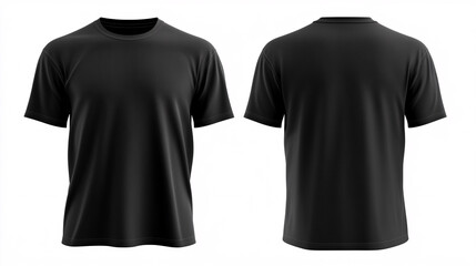 Naklejka premium black t-shirt mockup front and back view 3d rendering isolated on white background