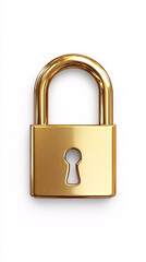 Naklejka premium golden padlock security symbol isolated on white background 3d rendering