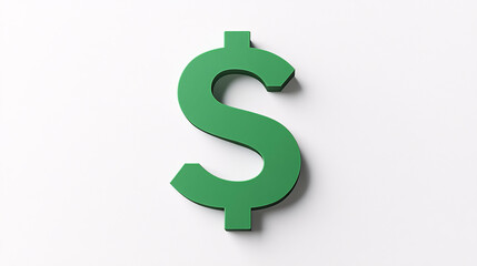 Obraz premium green dollar sign on white background minimalist 3d render illustration