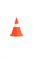 flat orange and white traffic cone illustration isolated on white background