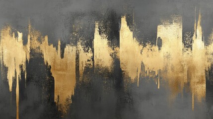 Fototapeta premium Golden abstract art contemporary studio wall decor elegant atmosphere artistic perspective modern design elements