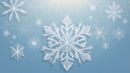 Fototapeta premium snowflakes on blue background