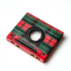 Vintage cassette tape with a stylish plaid design, perfect for retro music lovers.