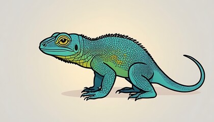 Fototapeta premium iguana logo icon hand drawn illustration a drawing of a lizard reptile, art, fun, illustration, 3