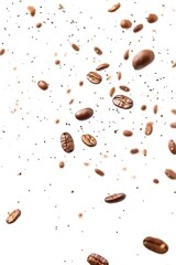 Obraz premium Floating Coffee Beans, Creative Coffee Art on White Background