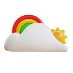 3d render icon Cloudy With Rainbow And Sun