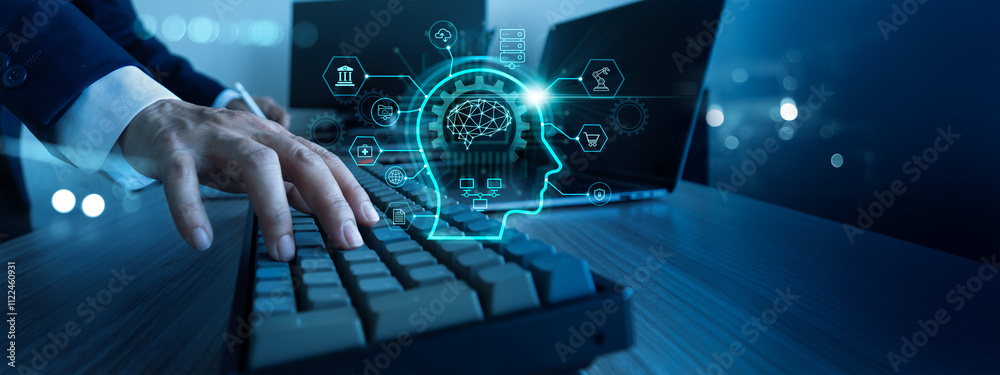 Leinwandbilder Machine learning, Data science, Ai chat bot. Smart of Ai new era to communicate with human, innovation and technology in future can support all businesses to success on global network.