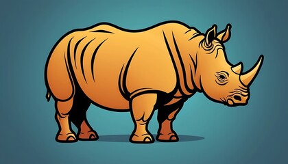 Obraz premium rhino, logo head, animal mascot illustration,Rhino Illustration Simple Drawing, strength,5