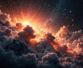 Glowing tendrils of gas and dust in a young star-forming region, cosmos, space