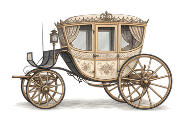 Fototapeta premium horse drawn carriage with elegant wheels watercolor illustration