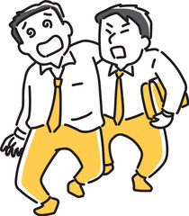 Fototapeta premium 酔っ払いに肩を貸すビジネスマン