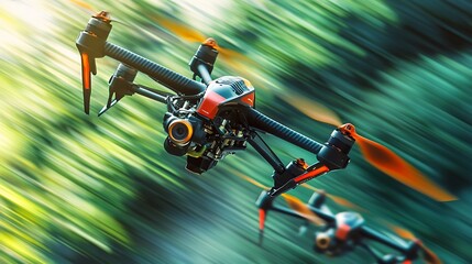 Obraz premium Fast Drone Flight Through Lush Green Foliage