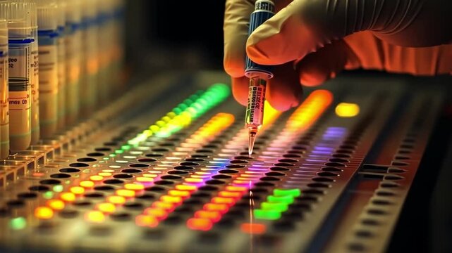 Genetic sequencing laboratory analyzing DNA for medical, agricultural, and evolutionary studies.