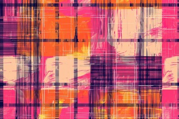 Fototapeta premium Diwali fabric pattern texture, trousers tartan seamless check. Multi textile plaid background vector in pink and orange colors.