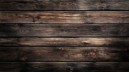 Fototapeta premium Dark Weathered Wooden Surface with Rich Grain and Texture Details