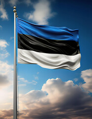 The flag of Estonia is a tricolour flag consisting of three equal horizontal bands of blue, black, and white, symbolizing freedom and national identity in the European country of Estonia.