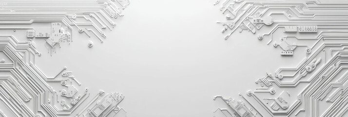 Obraz premium Circuit board pattern with a white background, generative AI