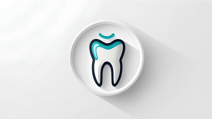 Obraz premium A minimalist dental icon featuring a clean tooth design and contemporary dental tools, symbolizing professional oral healthcare on a sleek white background.