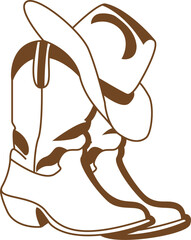 cowboy hat boots sports logo